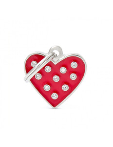 PLACA CORAZON STRASS ROJO