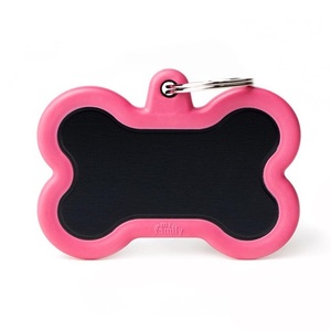 PLACA HUESO GRANDE ALUMINIO NEGRO GOMA PINK