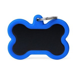 PLACA HUESO GRANDE ALUMINIO NEGRO GOMA BLUE